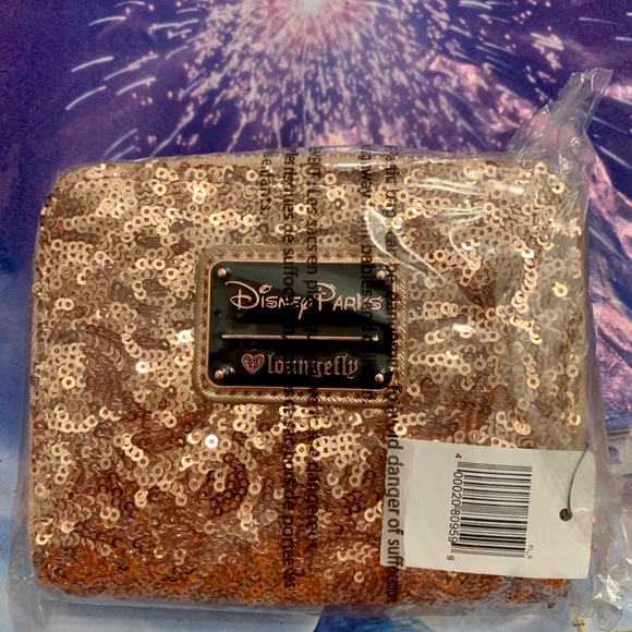 Disney Loungefly Rose Gold Pink Bow Wallet Minnie - Picture 6 of 8